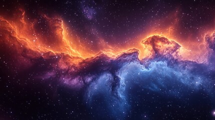 Obraz premium Cosmic Nebula: A Celestial Tapestry of Orange and Blue