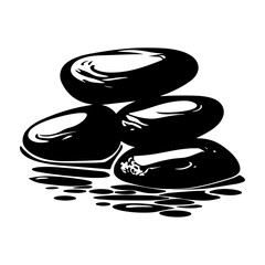 stacked spa stones with reflection in smooth black vector shape