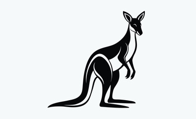 Kangaroo silhouette vector icon, kangaroo silhouette vector illustration, Black silhouette vector of kangaroo icon  