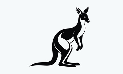 Kangaroo silhouette vector icon, kangaroo silhouette vector illustration, Black silhouette vector of kangaroo icon  