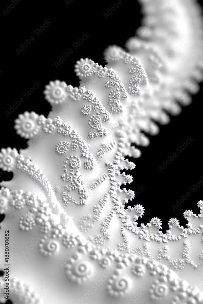 Poster monochromatic fractal design exhibiting complex hierarchical arrangements