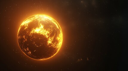 Obraz premium Glowing Sun in Dark Space with Stars and Cosmic Background