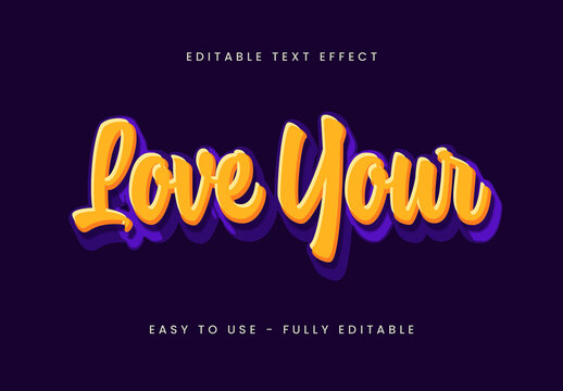 Yellow and Purple Bold Cursive Font Text Effect