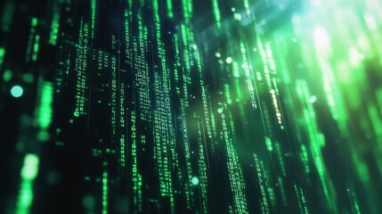 Fototapeta premium Green Digital Matrix Background with Pulsing Light Effects