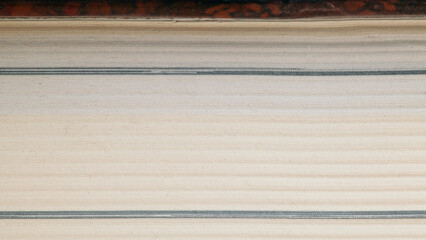 Macro photo of closed book pages, paper texture from the front, background