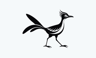Roadrunner bird silhouette vector, roadrunner bird vector silhouette, roadrunner bird icon vector, roadrunner silhouette  