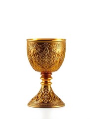 A stunning golden chalice filled with rich wine symbolizes faith and the sacredness of the Eucharist during Holy Communion