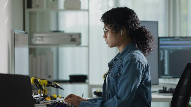 Visualize a confident programmer mastering the digital world, exemplifying teamwork, leadership, and communication.