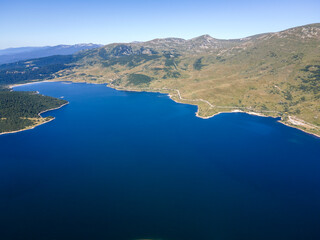 Naklejka premium Summer view of Belmeken Dam, Rila mountain, Bulgaria