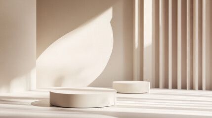 Elegant Minimalist Podium with Sunlight and Shadows