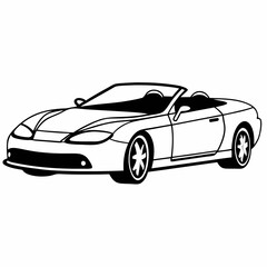 a sleek convertible car outline. The car is depicted in a clean, minimalist style, perfect for design and illustration purposes vector illustration