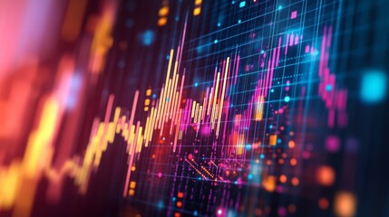 Obraz premium Colorful Abstract Data Visualization with Waveform Patterns and Lights