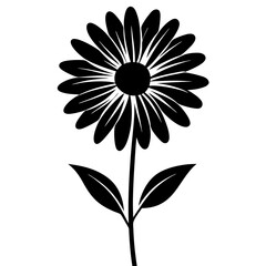 Fototapeta premium a detailed black and white illustration of a daisy flower, capturing its delicate petals and stem, vector illustration