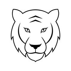 a stylized black and white illustration of a tiger's head, perfect for design and logos vector illustration