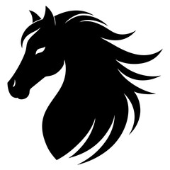 Fototapeta premium a black horse silhouette, showcasing a horse's head and mane with elegance and power. The image exudes strength and grace vector illustration