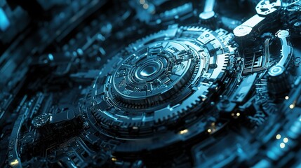 Fototapeta premium Intricate Cybernetic Gears and Mechanical Interfaces Design