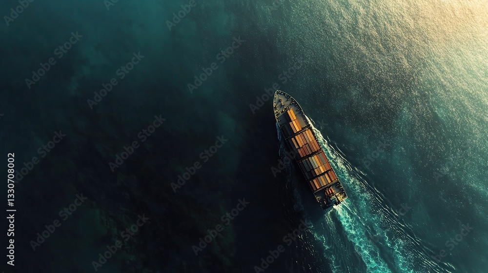Aufkleber aerial view of container ship from top down perspective