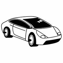 Fototapeta premium a sleek, modern sports car vector in black and white, vector illustration