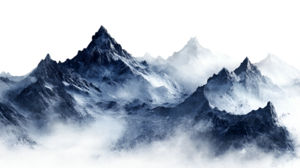 Majestic snowcapped mountains dramatic peaks winter wonderland, Isolated on Transparent Background