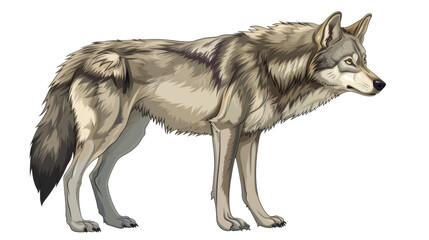 Gray wolf standing on transparent background