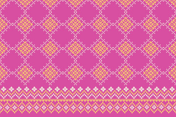 Pixel ethnic pattern. Traditional Ukrainian Cross-Stitch Embroidery. Ethnic oriental Pixel pattern background. Abstract,vector,illustration. Texture,clothing,frame,decoration,rug wallpaper, carpet,