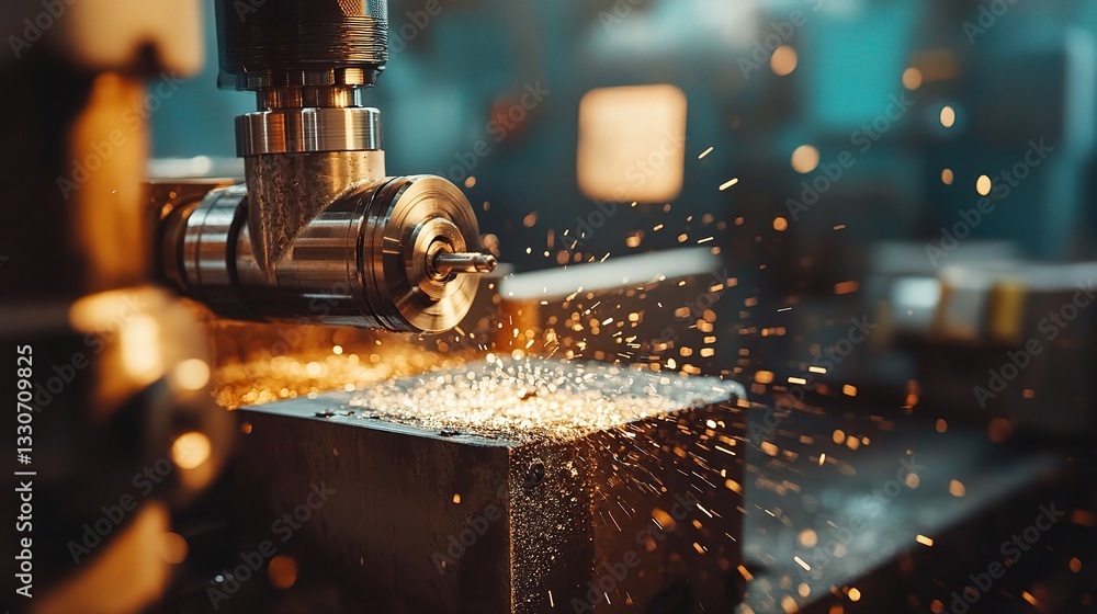Poster advanced cnc machine operating in high-tech factory environment