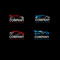 Set of sports car abstract vector logo perfect for auto otive, carwash, autodetailing indsutry