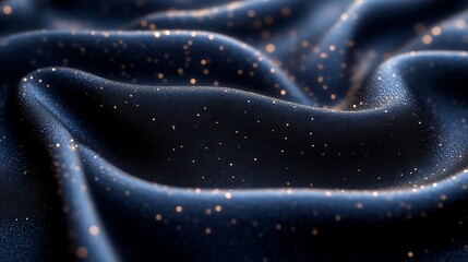 A textured blue fabric with glittering golden tiny specks