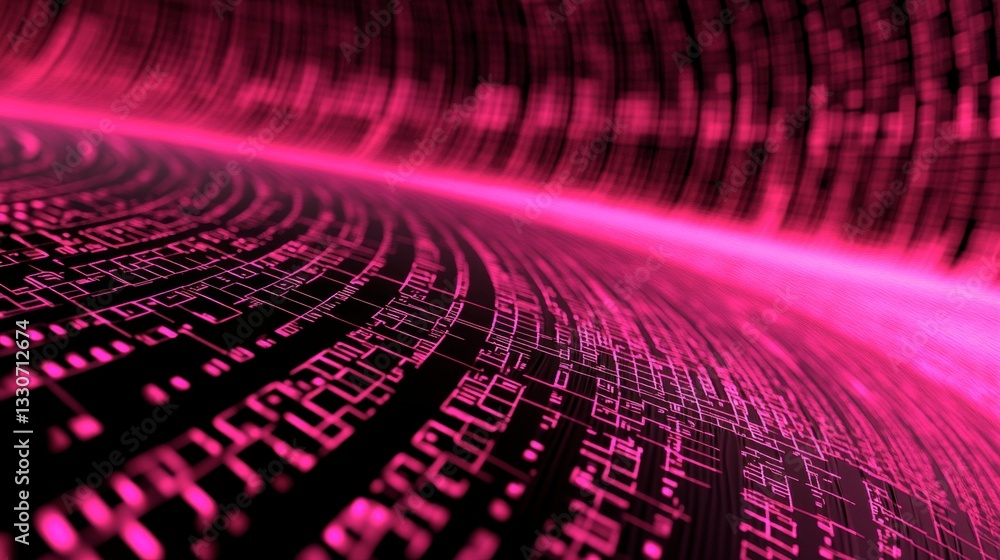 Poster abstract digital background with vibrant pink lines and patterns