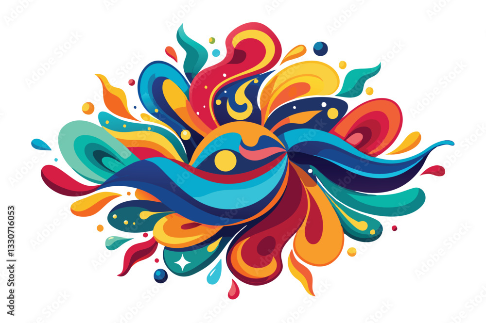 Leinwandbilder Colorful abstract vector illustration featuring flowing shapes in vibrant hues and dynamic design elements creating a lively atmosphere