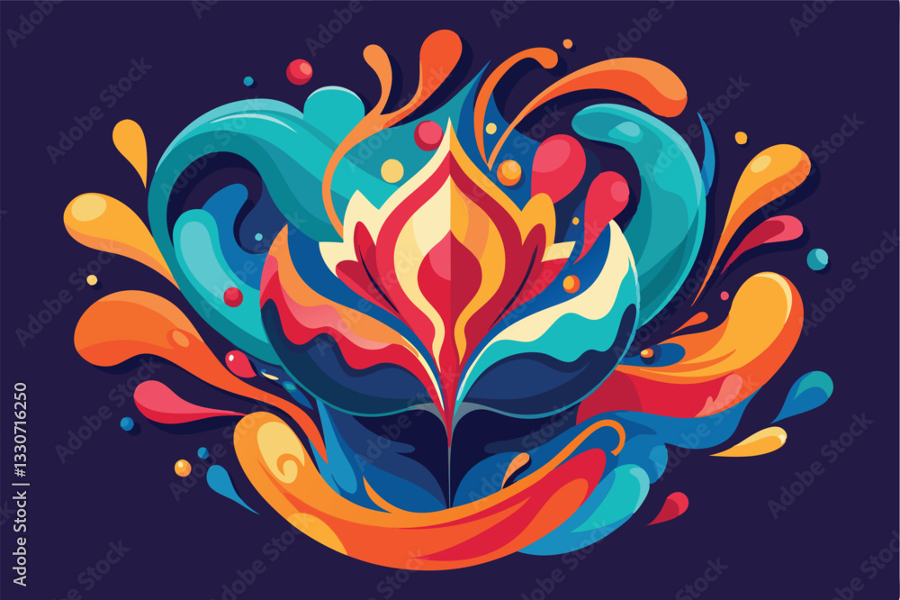 Aufkleber colorful abstract vector illustration featuring flowing shapes in vibrant hues and dynamic design el