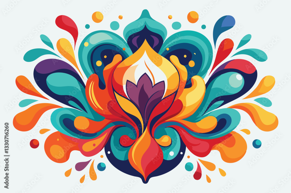 Poster Colorful abstract vector illustration featuring flowing shapes in vibrant hues and dynamic design elements creating a lively atmosphere