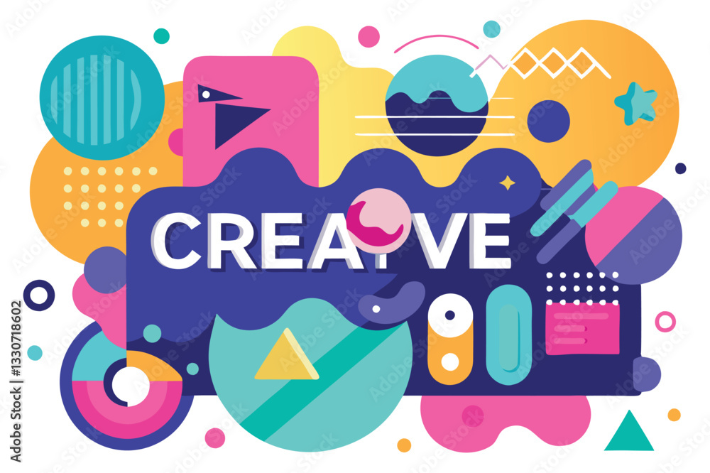 Aufkleber Colorful abstract vector illustration featuring dynamic shapes, patterns, and overlapping elements in a vibrant composition