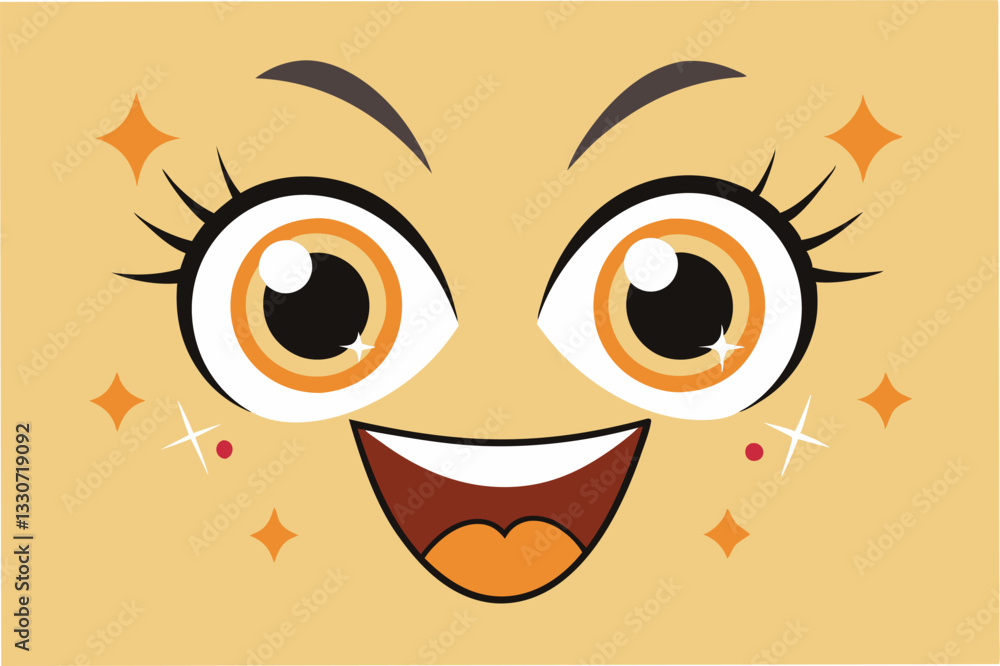 Aufkleber bright and cheerful vector illustration of a happy face with sparkling eyes and a wide smile, perfec