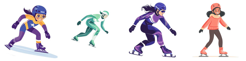 Fototapeta premium Skating Figures on Ice isolated on white or transparent