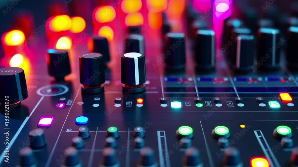 Aufkleber colorful abstract visualization of a music volume equalizer with dynamic lighting effects and contro