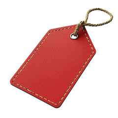 Red price tag with string, designed for discounts, sales, and promotional marketing, isolated on transparent background 