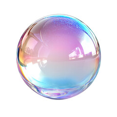 Realistic soap bubble with a reflective surface and subtle iridescent colors, isolated on transparent background 