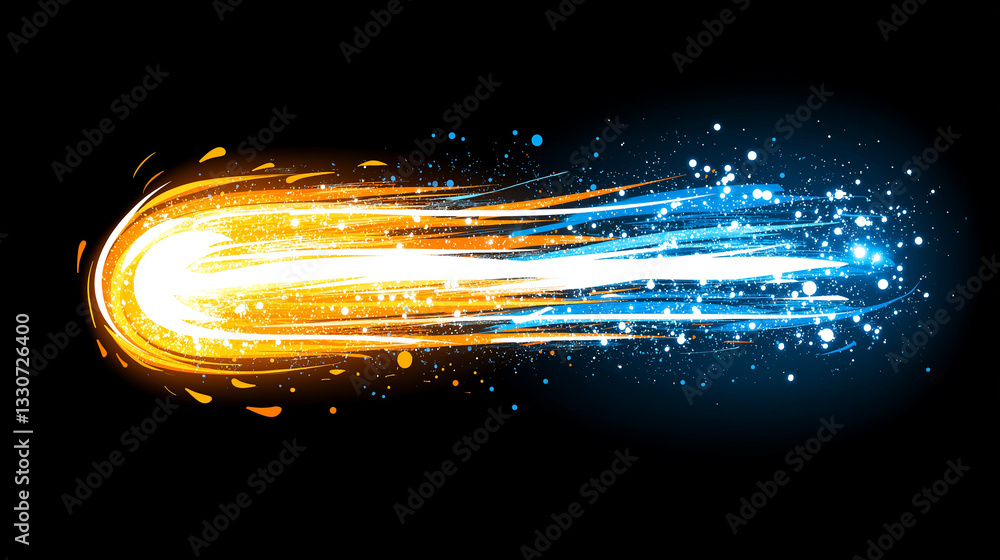 Poster dynamic abstract trails: a vibrant composition of dynamic trails streaks across the frame, showcasin