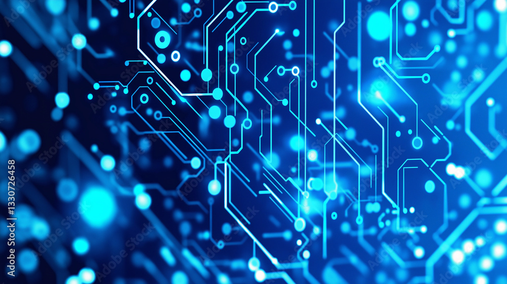 Aufkleber circuit board: abstract close-up of a luminous circuit board, showcasing intricate pathways and glow