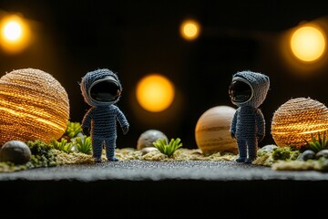 Lost explorers dream of home on a distant planet under a triple sun, wondering if they will ever return