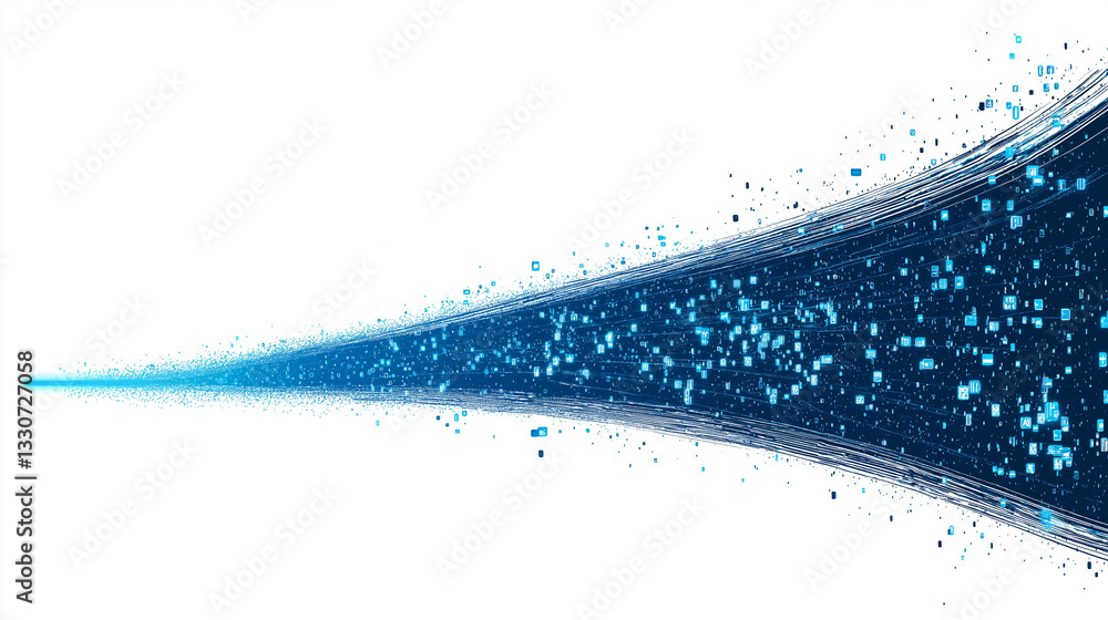 Poster data flow: a vibrant abstract design of a digital data stream, conveying the concept of modern techn