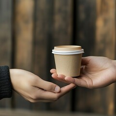 A simple and realistic scene of a kind gesture--someone handing over a small gift.