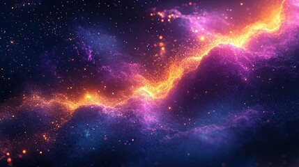 Abstract grainy poster backgrounds with glowing purple, yellow, and blue shapes.