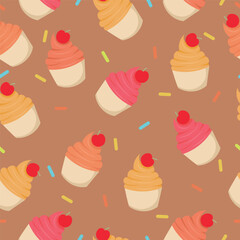 cupcake seamless pattern for fabric background,cover,wrapper,etc