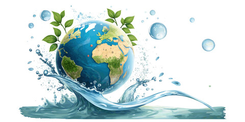 Earth with water for environment day