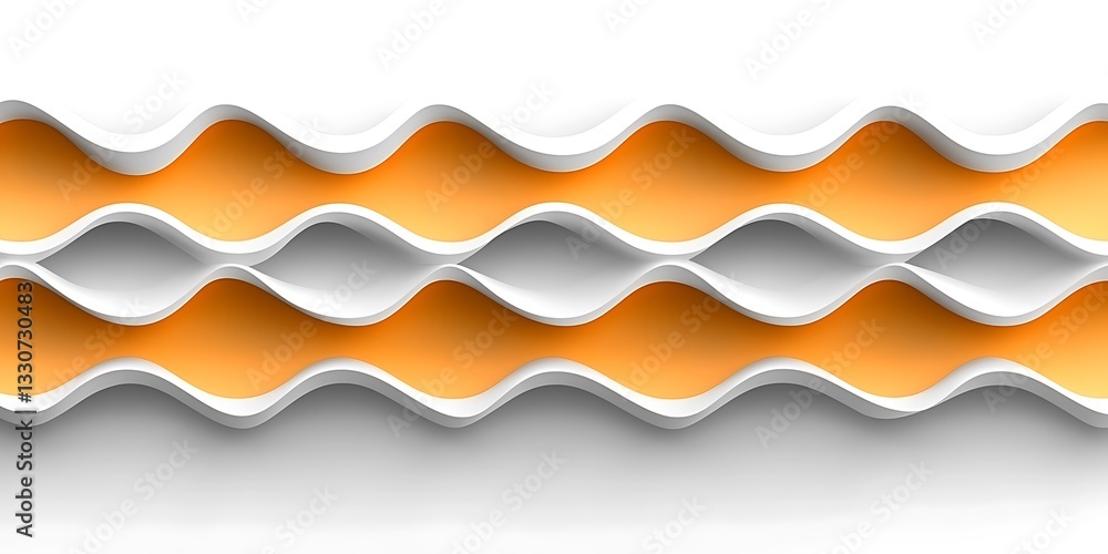 Poster white and orange curved abstract background 3d rendering design, modern art