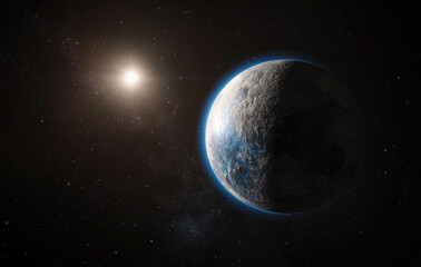 Fototapeta premium Exoplanet Orbiting Distant Star Stunning Space Art Design