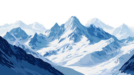 Obraz premium Majestic snow capped mountain range winter wonderland scenic view, isolated on transparent background