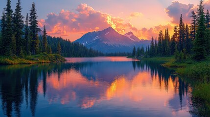 Fototapeta premium Vibrant National Park Landscape at Sunset - Image 4 of 12 - 5824 x 3264 19MP - created by AI